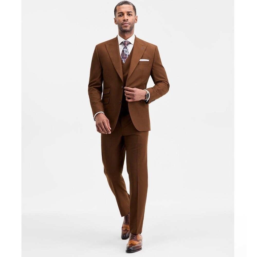 $495 NEW TAYION MONTEE HOLLAND Mens 40R Brown 2 Piece Suit W/ Dress Pants 32x32